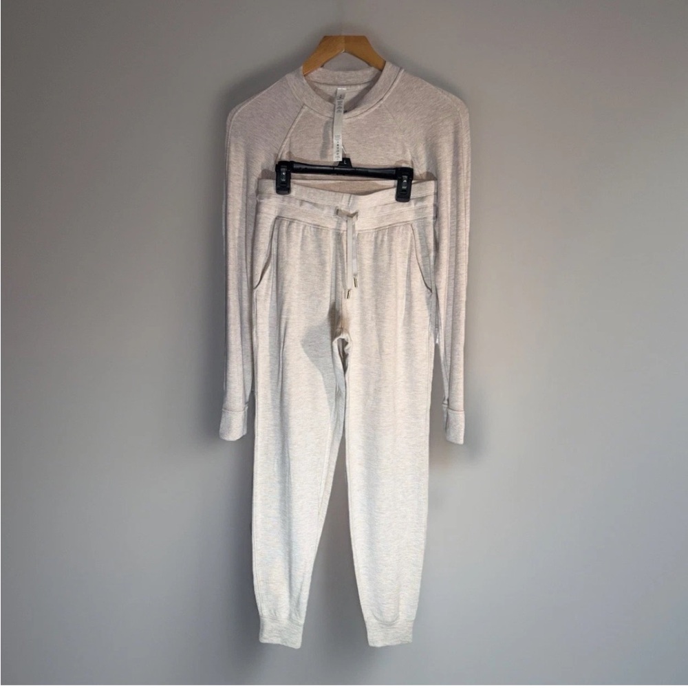 NEW Lululemon warm down crew modal sweater & joggers set 4 fleece Heathered  set